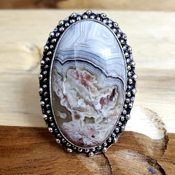 New Crazy Lace Agate 925 Silver Ring. - Picture 2 of 8
